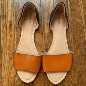 Brown & Black pleather open toed Sandal